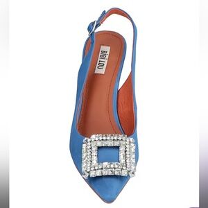 Bibi Lou Blue Embellished Slingback Heels